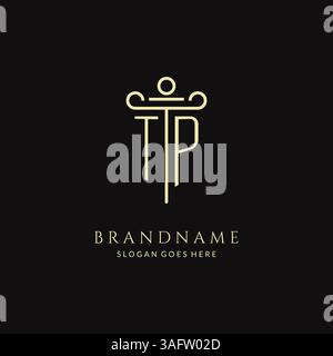 Luxury modern monogram TP logo for law firm with pillar icon design style vector graphic Stock Vector