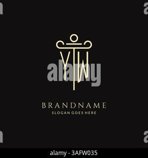 Luxury modern monogram YW logo for law firm with pillar icon design style vector graphic Stock Vector