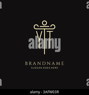 Luxury modern monogram YT logo for law firm with pillar icon design style vector graphic Stock Vector