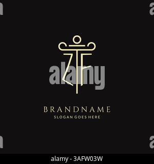 Luxury modern monogram ZF logo for law firm with pillar icon design style vector graphic Stock Vector