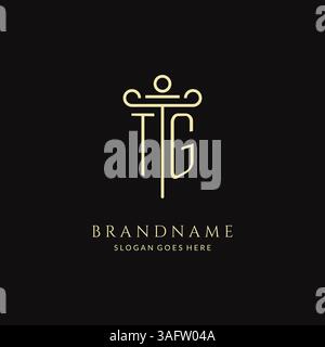 Luxury modern monogram TG logo for law firm with pillar icon design style vector graphic Stock Vector