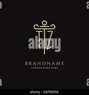 Luxury modern monogram TZ logo for law firm with pillar icon design style vector graphic Stock Vector
