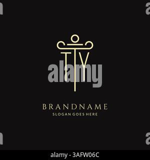 Luxury modern monogram TY logo for law firm with pillar icon design style vector graphic Stock Vector