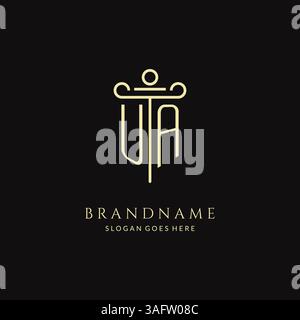 Luxury modern monogram UA logo for law firm with pillar icon design style vector graphic Stock Vector