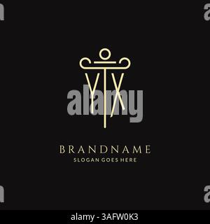 Luxury modern monogram YX logo for law firm with pillar icon design style vector graphic Stock Vector