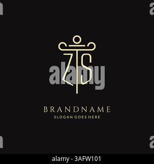 Luxury modern monogram ZS logo for law firm with pillar icon design style vector graphic Stock Vector