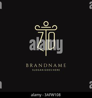 Luxury modern monogram ZQ logo for law firm with pillar icon design style vector graphic Stock Vector