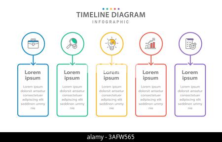 Infographic template for business concept. 5 Steps Modern Timeline diagram with rectangles and topics, presentation vector infographic timeline design Stock Vector