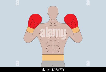 a boxer cartoon vector art on a white background Stock Vector