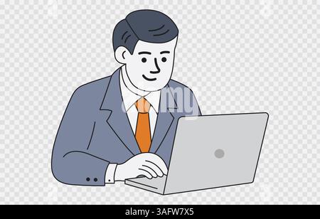 Businessman vector art Illustration Isolated on transparent background and editable stroke Stock Vector