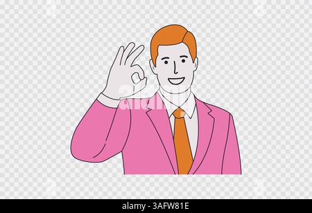 Businessman vector art Illustration Isolated on transparent background and editable stroke Stock Vector