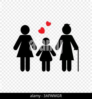Mother's Day concept. Mother, grandmother and daughter silhouette icon Stock Vector
