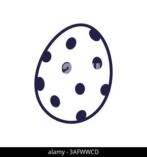 Easter painted egg. Hand drawn Vector flat design, outline illustration. Doodle style. Easter icon, mascot, sticker. Easter egg hunt coloring page. Stock Vector