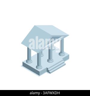 ancient building isometric icon in color on white background, educational institution or university Stock Vector