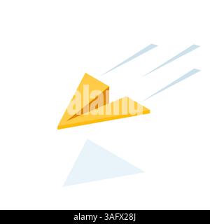 paper plane isometric icon in color on white background, sent message or mail Stock Vector