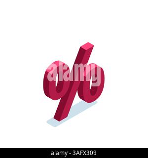 isometric percent sign in color on white background, sales discount or clearance sale Stock Vector