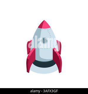 isometric rocket in color on a white background, business startup or spacecraft Stock Vector