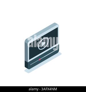 video player isometric icon in color on white background, online video resource or website Stock Vector