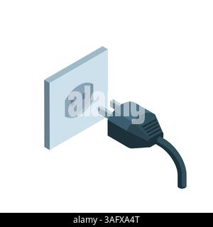 isometric socket and plug icon in color on a white background, green energy or connection Stock Vector