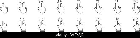Touch gesture line icon set. Digital interaction outline symbol collection. Editable stroke. Isolated vector illustration Stock Vector