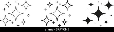 Sparkle Star Line And Solid Icon Set. Shining Twinkle Effect Symbol Collection. Isolated Vector Illustration Stock Vector