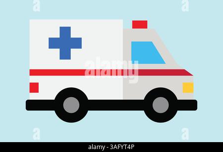 Colorful ambulance vector art illustration on solid background Stock Vector