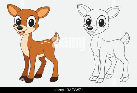 Colorful deer cartoon vector art Illustration Isolated on white background Stock Vector