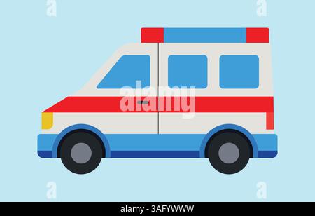 Colorful ambulance vector art illustration on solid background Stock Vector