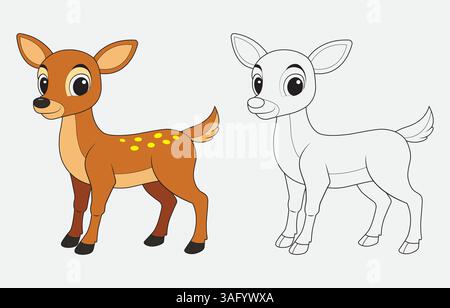 Colorful deer cartoon vector art Illustration Isolated on white background Stock Vector