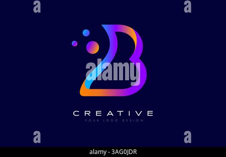 B letter design logo with dots and bubbles. Creative trendy B shape icon vector Illustration Stock Vector