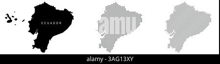Ecuador detailed silhouette map, dotted pattern and slanted parallel lines pattern. Ecuadorian textured stylized map. Vector illustration isolated on Stock Vector