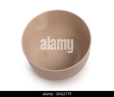 Deep empty plastic bowl isolated on white background Stock Photo