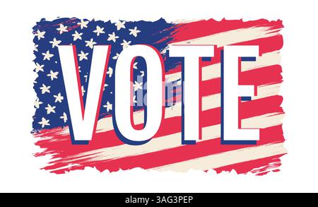 Vector vintage American flag with vote text. Vintage USA flag for the 2024 US presidential election. Stock Vector