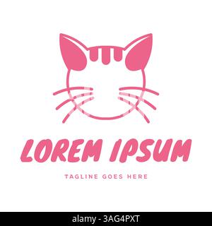 Cute Smile Cat Kitty Mascot Carton Character Head Logo Design Vector Stock Vector
