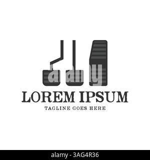 Retro Vintage Three Pedals Clutch Brake Gas System Manual Transmission Car Icon Illustration Logo Design Vector Stock Vector