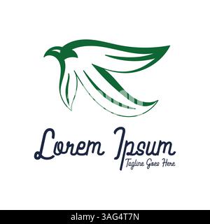 Eagle Falcon Hawk Bird Head with Leaf for Hemp CBD Herbal Nature Logo Design Vector Stock Vector