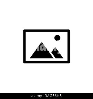 Landscape Photo Card, Picture Frame Solid Flat Vector Icon Isolated on White Background. Stock Vector
