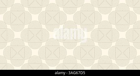 Geometric shapes abstract seamless pattern. Background with linear elements. Ceramic tiles. Pastel beige print, vector graphics Stock Vector