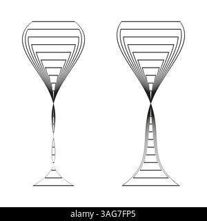 Wine glass illusion. Abstract shape vector. Symmetrical black design. Reflective narrow stem. Stock Vector