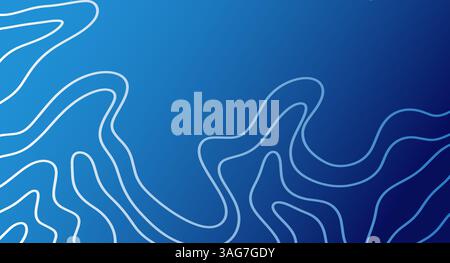 Blue waves abstract topography background Stock Vector