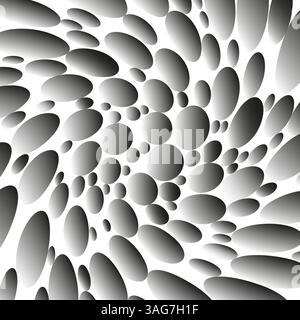 Gradient ellipse pattern. Soft gray form. Abstract floating shapes. Vector contour effect. Stock Vector