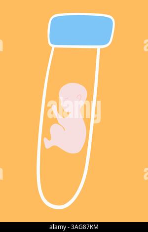 Vector isolated illustration of embryo in test tube. In vitro fertilization. Reproductive clinic. Artificial insemination. Stock Vector