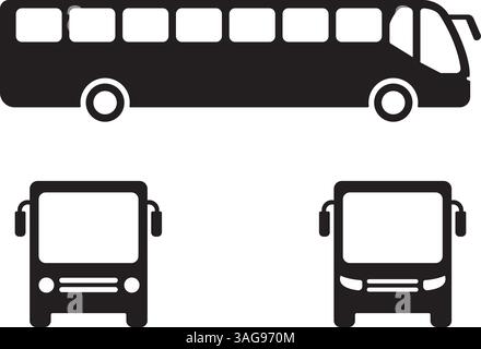 Bus silhouettes set vector illustration Stock Vector