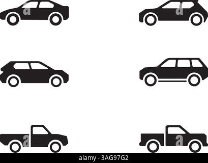 Car silhouettes set vector illustration Stock Vector