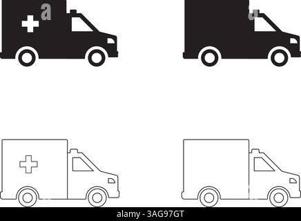ambulance silhouettes set vector illustration Stock Vector