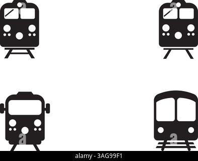 Train silhouettes set vector illustration Stock Vector