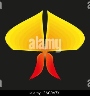 Gradient wing shape. Flame butterfly form. Warm tone vector. Dark background symbol. Stock Vector