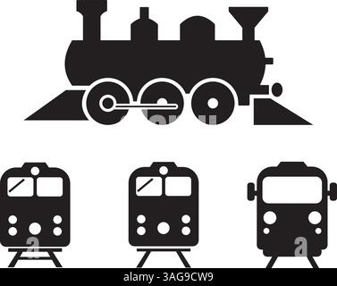 Train silhouettes set vector illustration Stock Vector