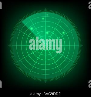 Abstract Technology concept Digital realistic simple radar screen and scale, Vector illustration Stock Vector