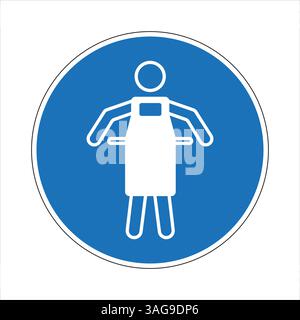 Blue mandatory sign indicating the requirement to wear a protective apron in specific areas, emphasizing workplace safety and protective clothing regu Stock Vector